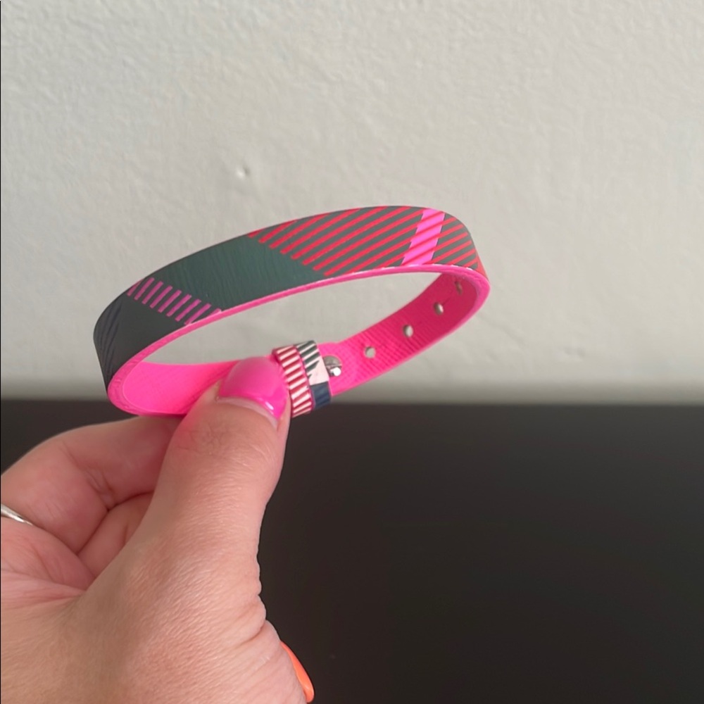 Keep Collective pink plaid reversible leather bracelet